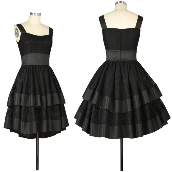 Formal Bridesmaids Lace Overlay Layered Prom Dress - Picture 4 of 6